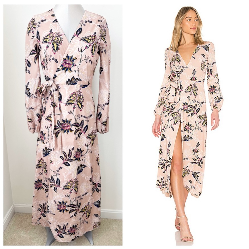The Jetset Diaries Fluid Azalea Wrap Midi Dress Pink Floral Size Small Revolve